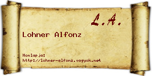 Lohner Alfonz névjegykártya